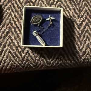 Silver Tie Clip and Chain Set